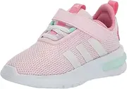 [adidas] Baby Racer TR23 Sneaker, Clear Pink/Zero Metallic/Bliss Pink (Elastic Lace), 3 US Unisex Infant