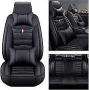 LEJOLI Car Seat Covers Universal Full Set Accessories for Renault-Clio III/Renault-Clio iv Seat covers,Black luxury