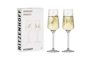 PINK TOUCH PROSECCO GLASS SET of 2 by SI SCOTT #2 - hummingbird and butterfly Special!