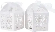 Benbilry 50Pcs Wedding Party Favour Boxes,Benbilry Sweet Candy Boxes with 50 Ribbons（Ivory）