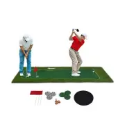 2-in-1 Golf Putting Green and Dual Turf Hitting Mat - Premium Golf Trainer Pu...