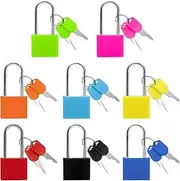 [XWCHASA] 8 Pack Suitcase Locks with Keys, Small Travel Luggage Suitcase Lock, Multicolor Mini Metal Luggage Padlocks for Gym Locker Laptop Backpack (8 Pack Long)