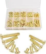 Machine Screws, 160 Pcs M4 M5 10 Sizes Brass Flat-Head Bolts Phillips Drive Machine Screws Assortment Kit