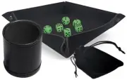(6) 16mm Glow Dark Dice w/Pouch + Dice Rolling Tray + Dice Cup Bundle New