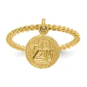14K Yellow Gold Polished Angel Dangle Charm Child's Ring Size 4