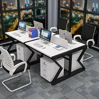 在飛比找樂天市場購物網優惠-公司辦公室職員辦公桌簡約現代時尚4/6人位工作家具電腦桌椅組