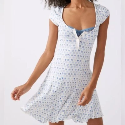 URBAN OUTFITTERS Maureen Henley Mini Dress NWT Size Medium Lettuce Hem