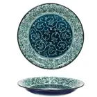 Japanese Dinner Serving Plate Dish 10"D Porcelain Manyo Karakusa Made in Japan