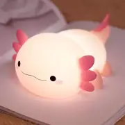 Cute Axolotl Night Light for Kids - Rechargeable LED Animal Silicone Table Lamp,