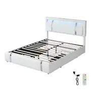 Double Bed Frame With Adjustable Headboard White