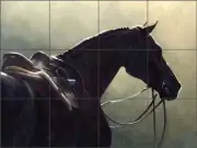 Tile Mural Backsplash Crawford Ceramic Silhouette Horse Art JCA020