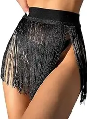 [Generic] Womens Fringe Trim Mini Skirts - Bottoms Beach Tassel High Waisted Cover Up Festival Cowgirl Outfits