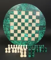 Green Marble Chess Table Top, Gemstone Marble Chess Table, Deco Christmas Eve