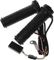 Kisangel 1 Pair Heating Grips Motorcycle Throttle Handle Heated Grips Charger Warmers Lock Motorbike Scooter Clutch Quad Car Brake Control Treadmill Cable Motor Bike Nitrile Black