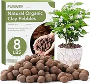FURWEY 8 LBS Organic Clay Pebbles 4mm-16mm Leca for Plants 100% Natural Hydroton Clay Pebbles for Hydroponic Growing Gardening Orchids Drainage Decoration Aquaponics