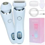 Electric Shaver for Women Bikini Trimmer Wet Dry Use 2 in 1 Silk Glide Epilator (Blue)
