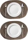 Ikasus Oval Braided Placemats 14X20 Inch Table Mats Set of 2 for Dining Tables N
