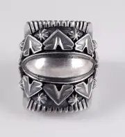 Derrick Gordon Navajo Sterling Silver Saddle Band Ring Handmade Concho Style