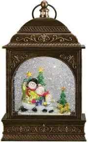 Snowman Family-Lantern Shaped Snow Globe by Old World Christmas--10.75"H--#53101