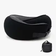 GGP Black Buckle Tape Memory Foam U Shaped Neck Pillow Snail Travel Cushion For Airplane, Office Nap, And Travel Adjustable With Magnetic Therapy Cloth