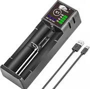 IMREN 18500 18350 Battery Charger, 3.7V Li-ion Battery Charger for 18650 18500 18350 14500 16340 17500 20700 21700 26650 Batteries, 1.2V Ni-MH/Ni-Cd AA AAA C Batteries，2A Fast 18650 Charger - 1 Bay