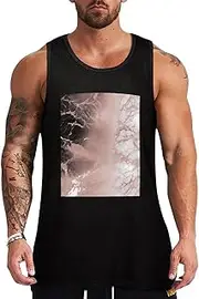 [NQHJT] Men Tank Tops Marble Color Rose Gold Sleeveless T Shirts for Men's Fitness Quick Dry Gym Tank Top for Men