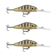 3x Rapala 5cm Shadow Rap Jack Deep Dive Crankbait Fish Lures - Glassy Gill UV