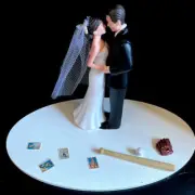 Baseball Team Cake Topper Bride Groom Wedding day Funny Sports Theme