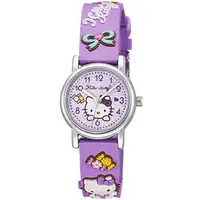 在飛比找PChome24h購物優惠-【HELLO KITTY】凱蒂貓生動迷人立體圖案手錶 (紫 
