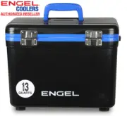 ENGEL 13QT Leak-Proof, Air Tight, Hard Sided Cooler / Lunchbox Black & Blue
