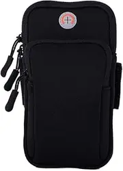 Phone Holder for Running Armband iPhone 16 16e 15 14 13 12 11 Pro Max XS XR Plus Mini Galaxy Ultra Edge S25 S24 S23 S22 S21 S20 Note 20 10 Pouch Bag,Arm Band Sleeve Fit Sport Gym Hiking Black