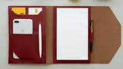 notebook notes book jacket cover card pen holder bag cow leather brown red H583