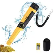 Metal Detector Pinpointer Wand: 5" Detection Depth, IP68 Fully Yellow