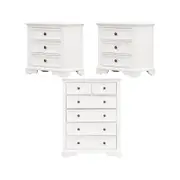 Celosia 2pc Bedside Tallboy 3pc Bedroom Set Nightstand Storage Cabinet - White