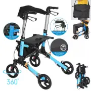 Folding Rollator Walker for Seniors Aluminum Rolling Walker 4 Wheels Seat AU