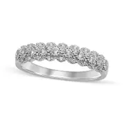 0.33 CT. T.W. Natural Diamond Beaded Frames Anniversary Band in Solid 10K White Gold