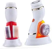 Healeved 1PC 4 1 Electric Facial Cleansing Brush Multifunctional Pore Deep Cleanser for All Skin Compact Skin Care Exfoliator Orange for Home and Travel Use