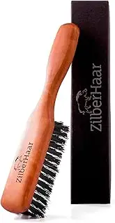 Beard Brush by ZilberHaar - Stiff Boar Bristles for Men's Grooming - Straightens and Promotes Growth - Works with Beard Oil and Balm - For Beard Kits - 6 inches long