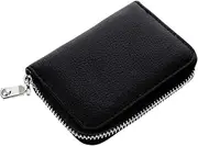 [OATIPHO] Leather Coin Purse 12 Card Slots Strong Zipper Money Storage Pouch Multi Purpose Wallet
