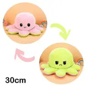30/40cm Reversible Octopus Plush Doll With Double-sided Pattern Stuffed Cartoon Pink Green 30cm
