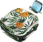Period Bag,Sanitary Napkin Storage Bag,Fruit Tropical Leaves Pineapple,Tampon Bag for Purse