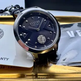 VERSUS VERSACE手錶, 女錶 34mm 銀圓形精鋼錶殼 黑色中二針顯示, V元素錶面款 VV00386