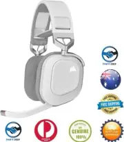 CORSAIR HS80 RGB Wireless Premium Gaming Headset with Spatial Audio, White, Regu