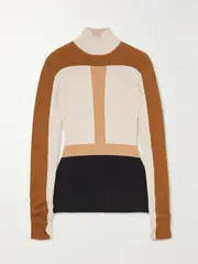 [Chloé] Chloé - Intarsia Wool Turtleneck Sweater - Brown - small small Brown