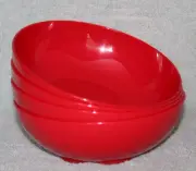 Tupperware OPEN HOUSE FLORESTA SALAD CEREAL BOWLS Set of 4 ~ Red ~ 3 Cups ~ NEW!