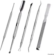 Complete 5 Piece Cuticle and Nail Care Set - For Manicure and Pedicure Use - Salon Quality - Stainless Steel - Personal Care for Men and Women - Easy to Use and Clean