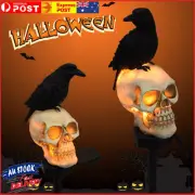 Halloween Solar LED Lights Skull Crow Stake Garden Scare Pathway Patio Resin AU