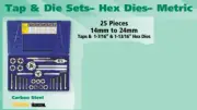 25 PIECES 14MM TO 24MM TAP & DIE SETS-IRWIN ITEM NO. 2591592(FT)