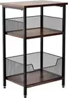 Dunatou End Table, Small Side Table Industrial Retro Pack of 1, Brown & Black
