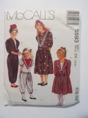 McCall's 5593 Jumpsuit & Dress in 2 Lengths Girl's Size 7-8-10 Uncut Pattern